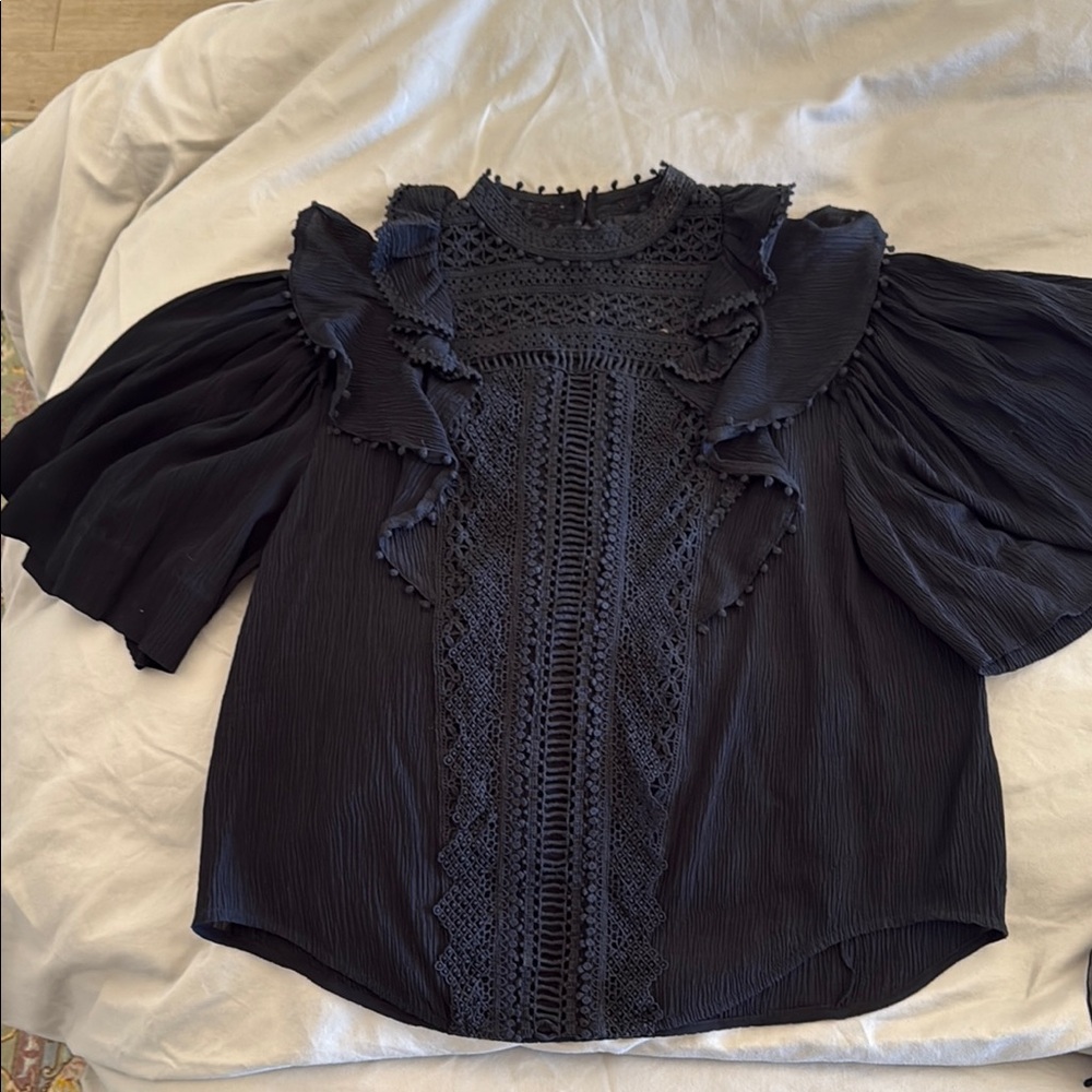 Isabel Marant Black Ruffled Puff Sleeve Blouse